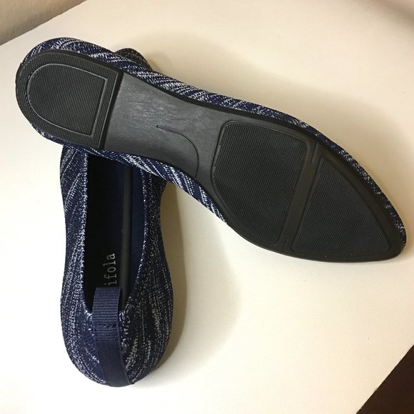 Blue & White Marled Pointed Toe Knit Texture Ballet Flats  NEW!! - Picture 10 of 11